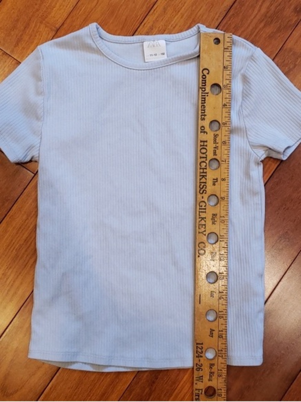 Zara Light Blue Ribbed Short Sleeve Tee